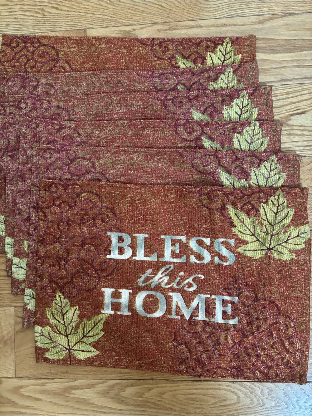 Bless This Home Fall Placemat Set - Rust & Green